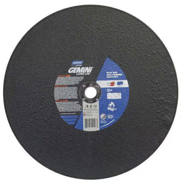 Abrasive Cut-Off Wheel, Type 1, 14 in Dia, 0.0938 in Thick, 1 in Arbor Hole