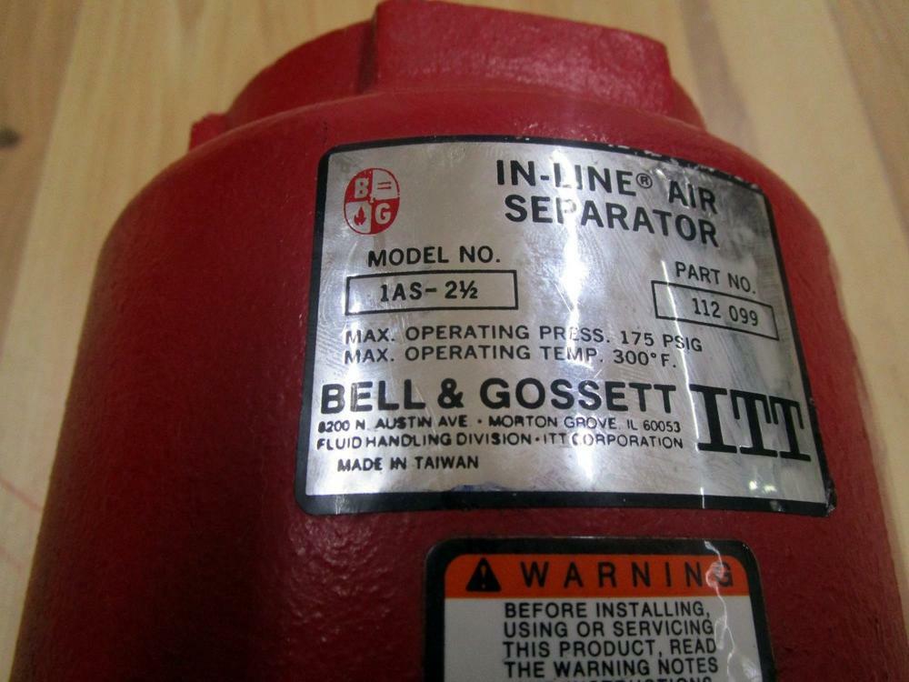 Bell And Gossett 112 099 IN-LINE Air Separator 1AS-2-1/2