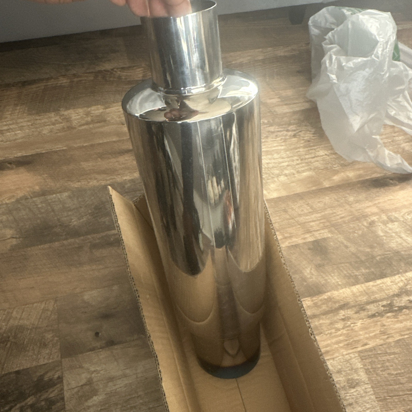 EVIL ENERGY Exhaust Muffler, Stainless Steel 18.5″ Length 2.5” Inlet 4” Outlet
