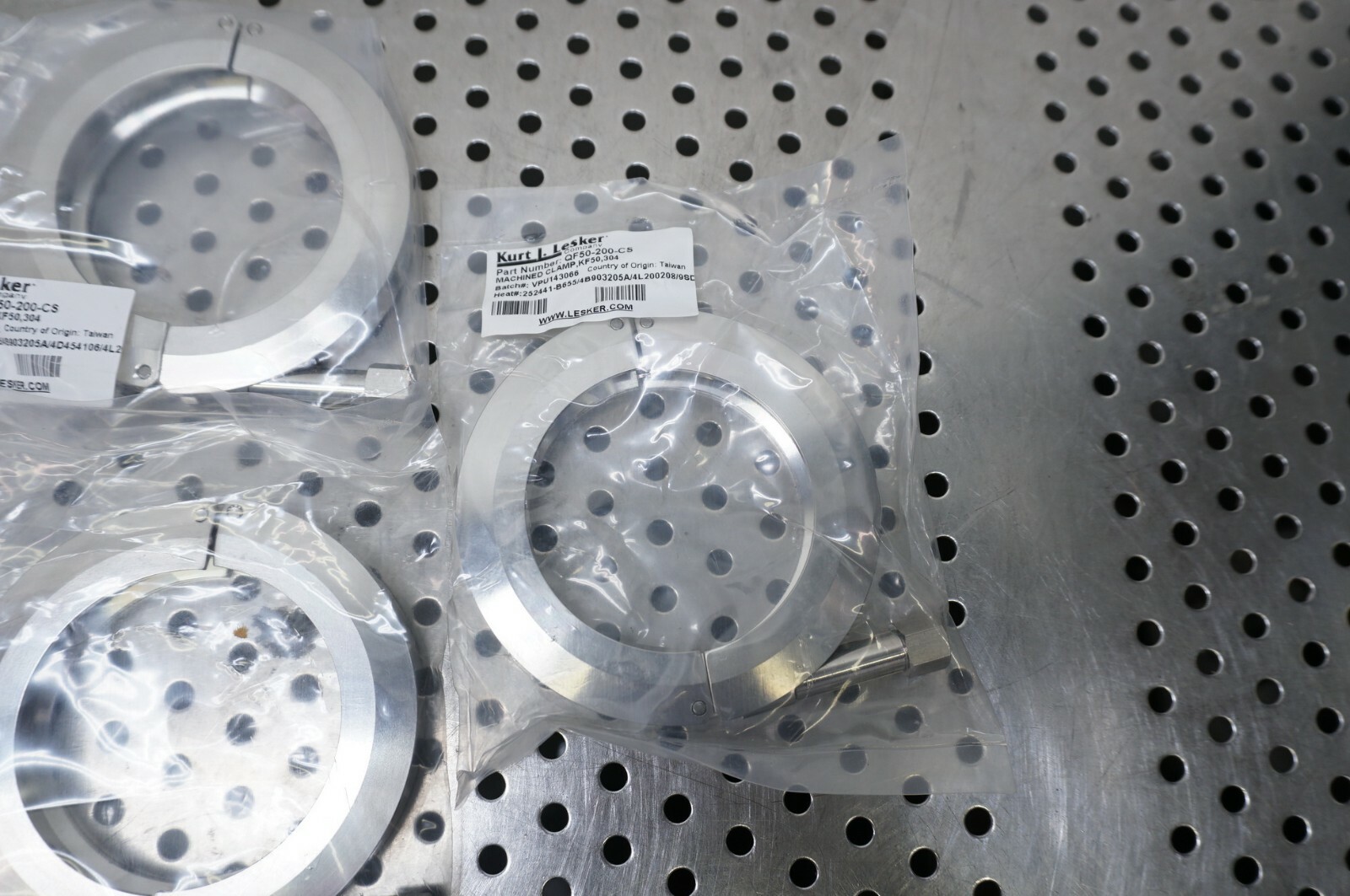 (2 sets) Kurt Lesker Vacuum Clamp – QF50-200-CS w/ SRB centering ring