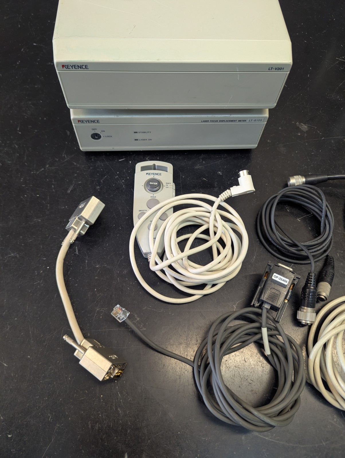 Keyence LT-8010 Laser Displacement Sensor with LT-8105 Meter & LT-V201