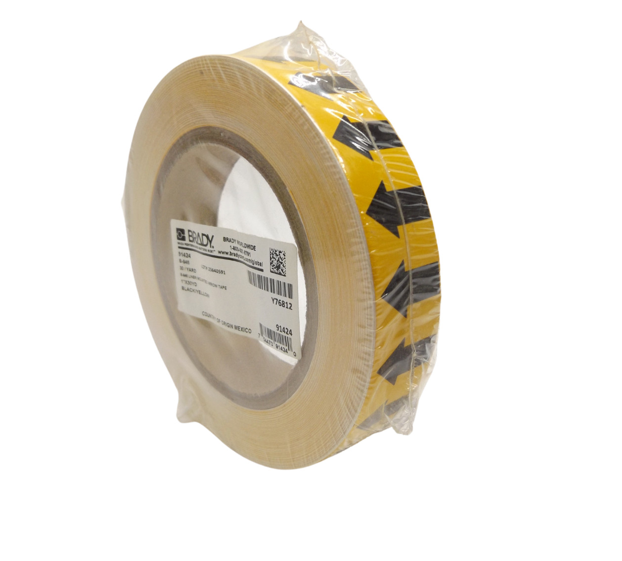 Brady 91424 Arrow Tape Black Text Yellow Background 1″ x 30YD