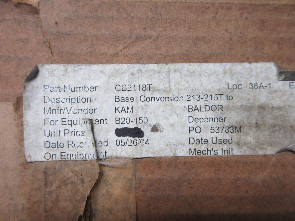 Baldor Dodge CB2118T ABB Base Conversion 213-215T