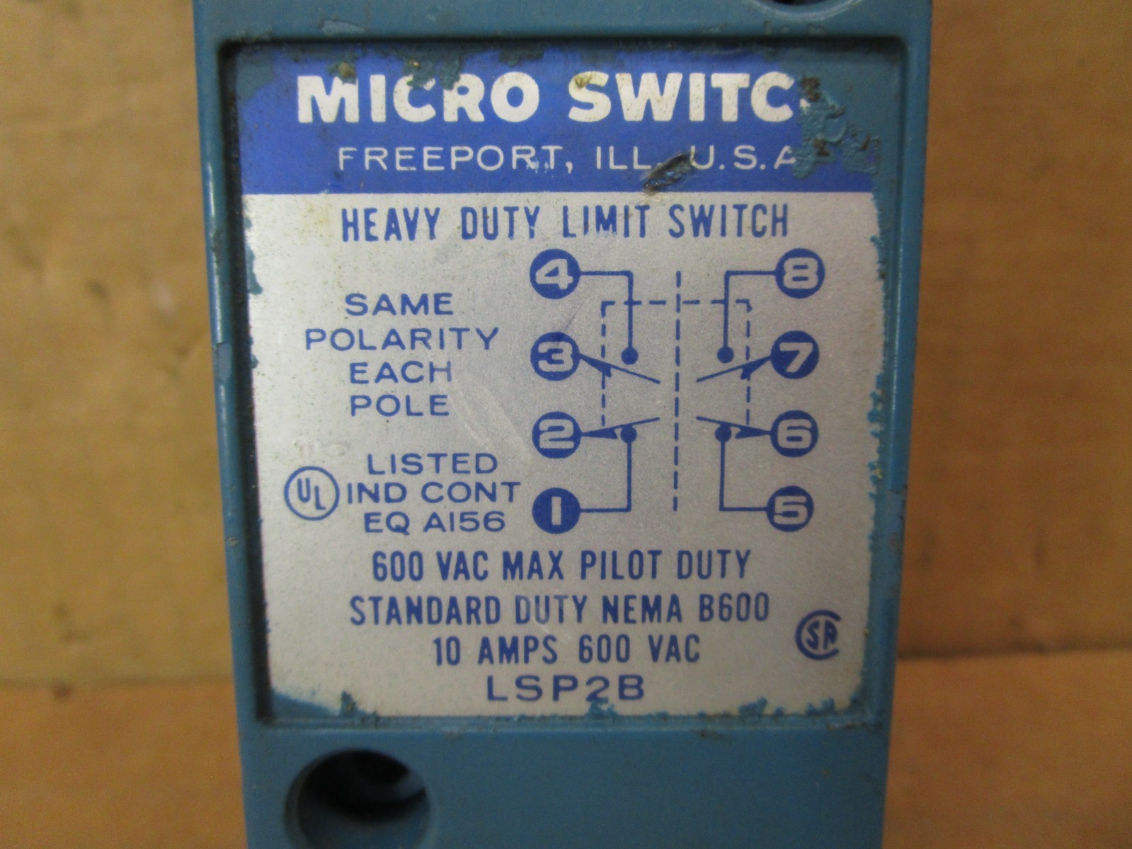 Micro Switch LSP2B Heavy Duty Limit Switch 10 AMPS 600 VAC 51395LR