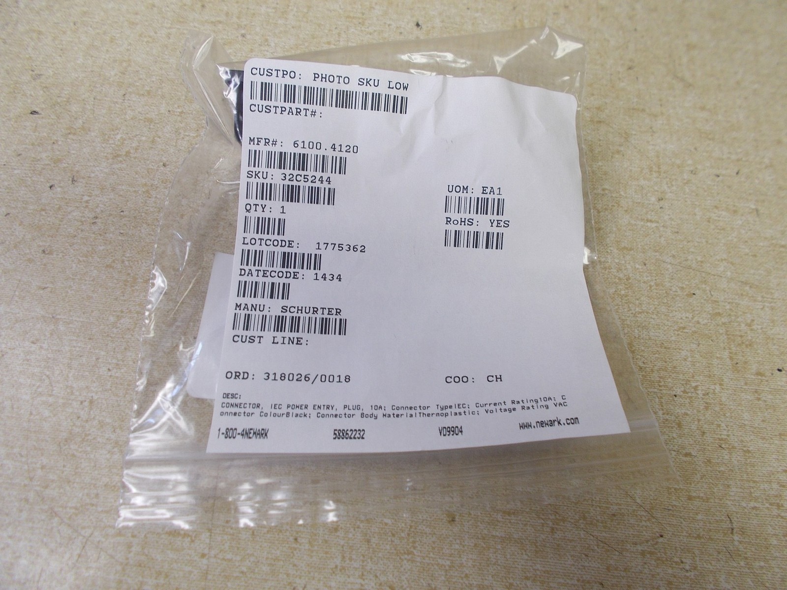 NEW Schurter 6100-4120 Connector *FREE SHIPPING*