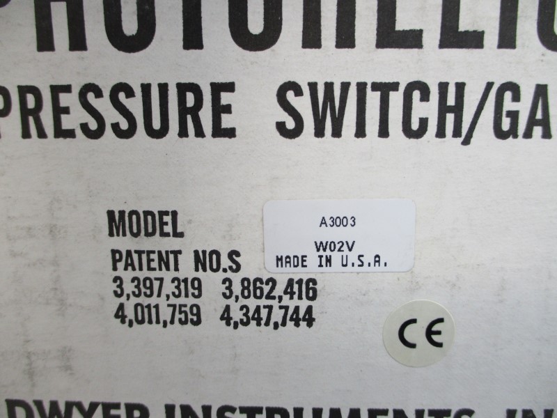 DWYER A3003C 120/240VAC 10A 25PSI 0-3″H2O NSMP
