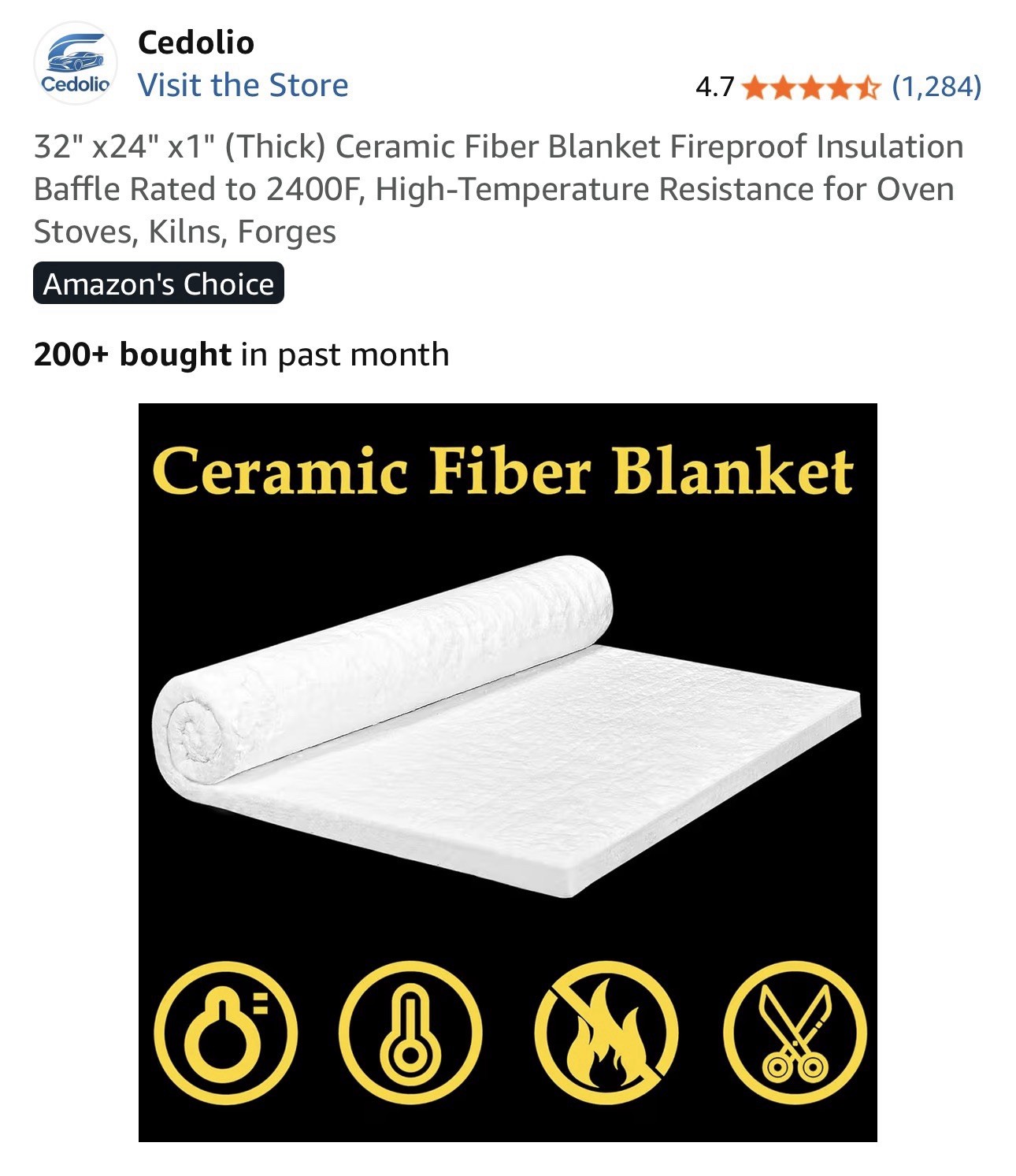 Ceramic Fiber Blanket 2400F 8# High Temp Thermal Insulation 1″x24″x32″
