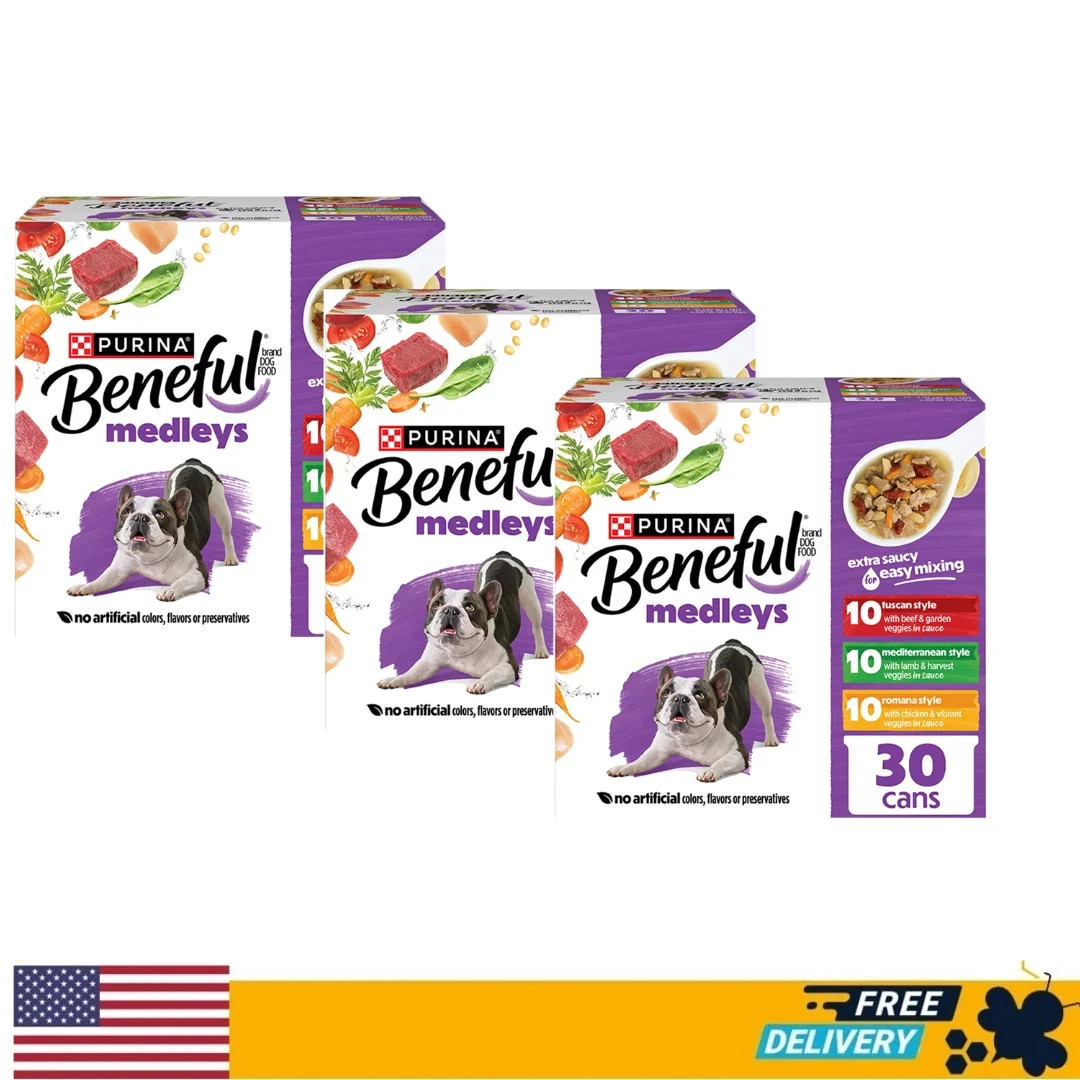 Purina Beneful Medleys Wet Dog Food Variety Pack, (Pack of 90) 3 oz. Cans