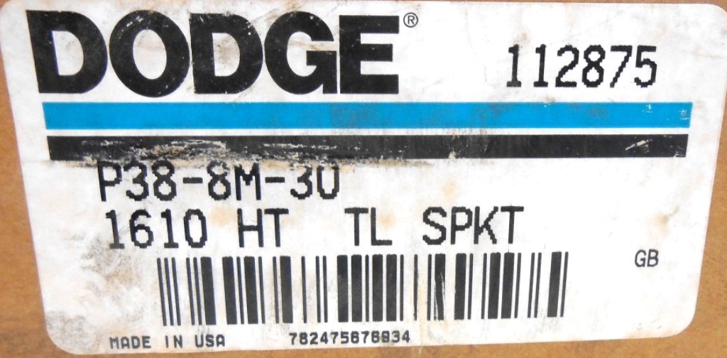 DODGE, HTD TL SPROCKET, 112875, P38-8M-30 1610, 2-3/32″ BORE, 3.756″ OD