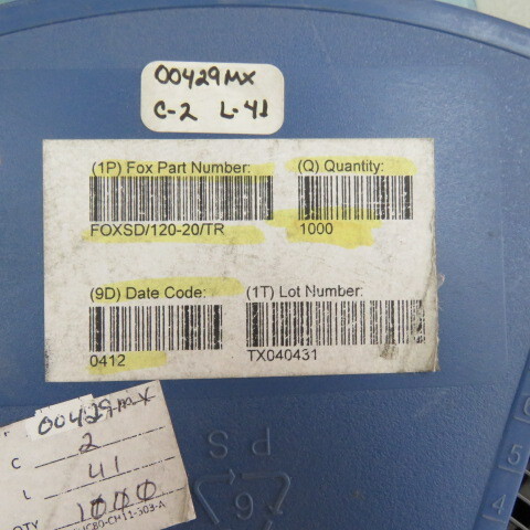 FOX_ELEC FOXSD/120-20/TR Qty of 1000 per Lot Crystals 12MHz 20pF