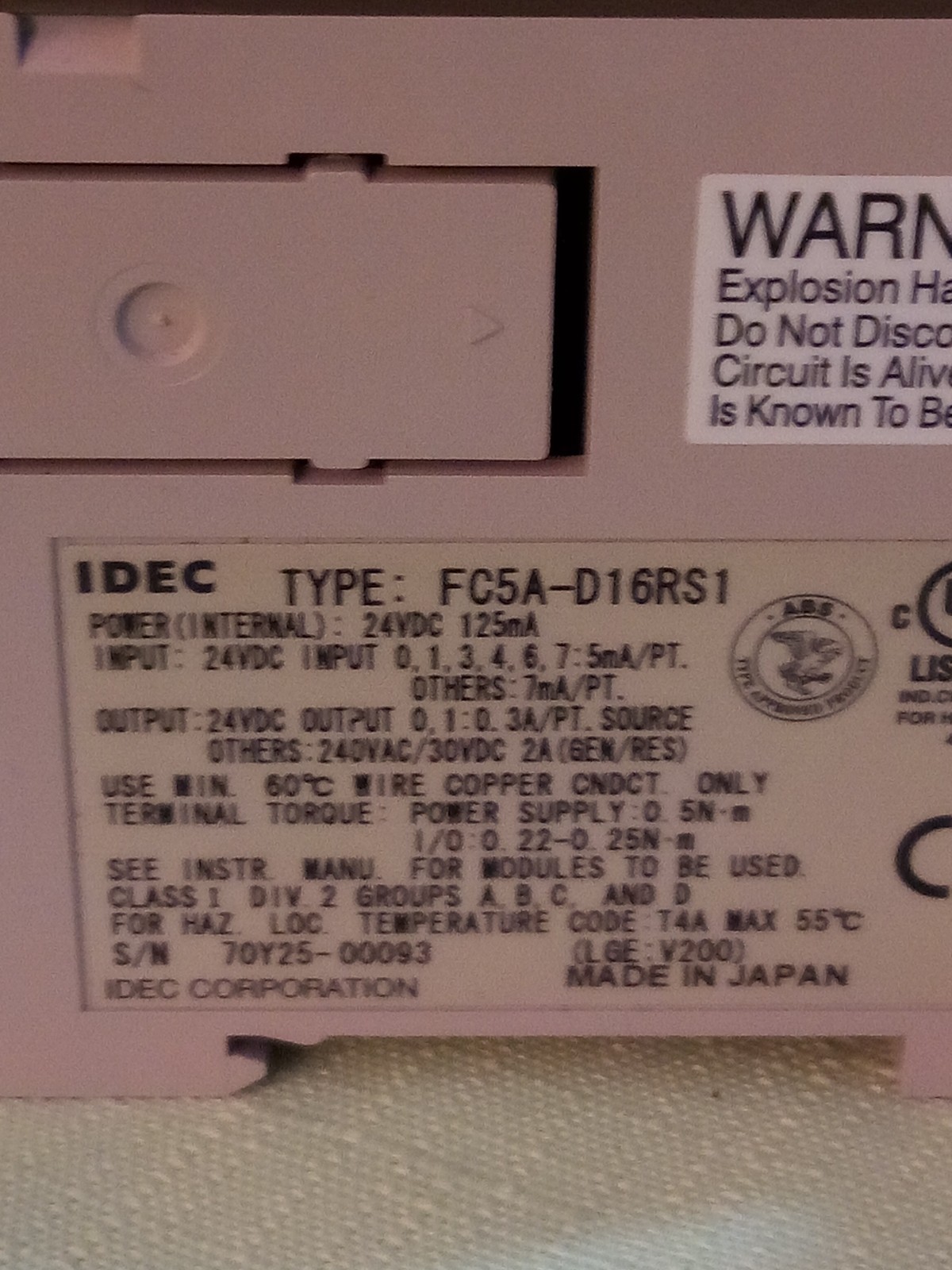 IDEC MICROSMART PENTRA FC5A-D16RS1 PLC 16I/O CPU Relay WITH IDEC FC4A-R161