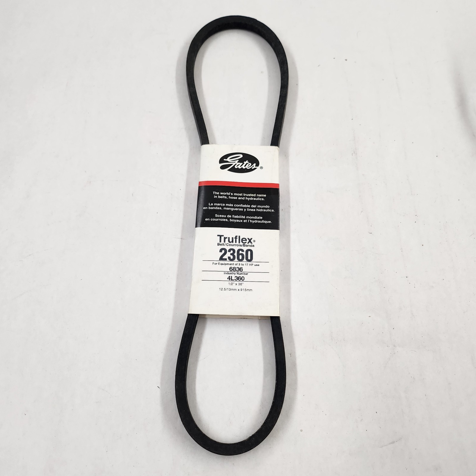 Gates 2360 Truflex V-Belt 4L360. 6836. 1/2″ X 36″. B150 Free Shipping