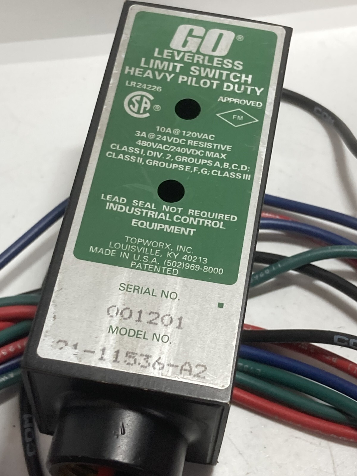 TOPWORX 21-11536-A2 LIMIT SWITCH LEVERLESS HEAVY PILOT DUTY 10A120VAC NNB
