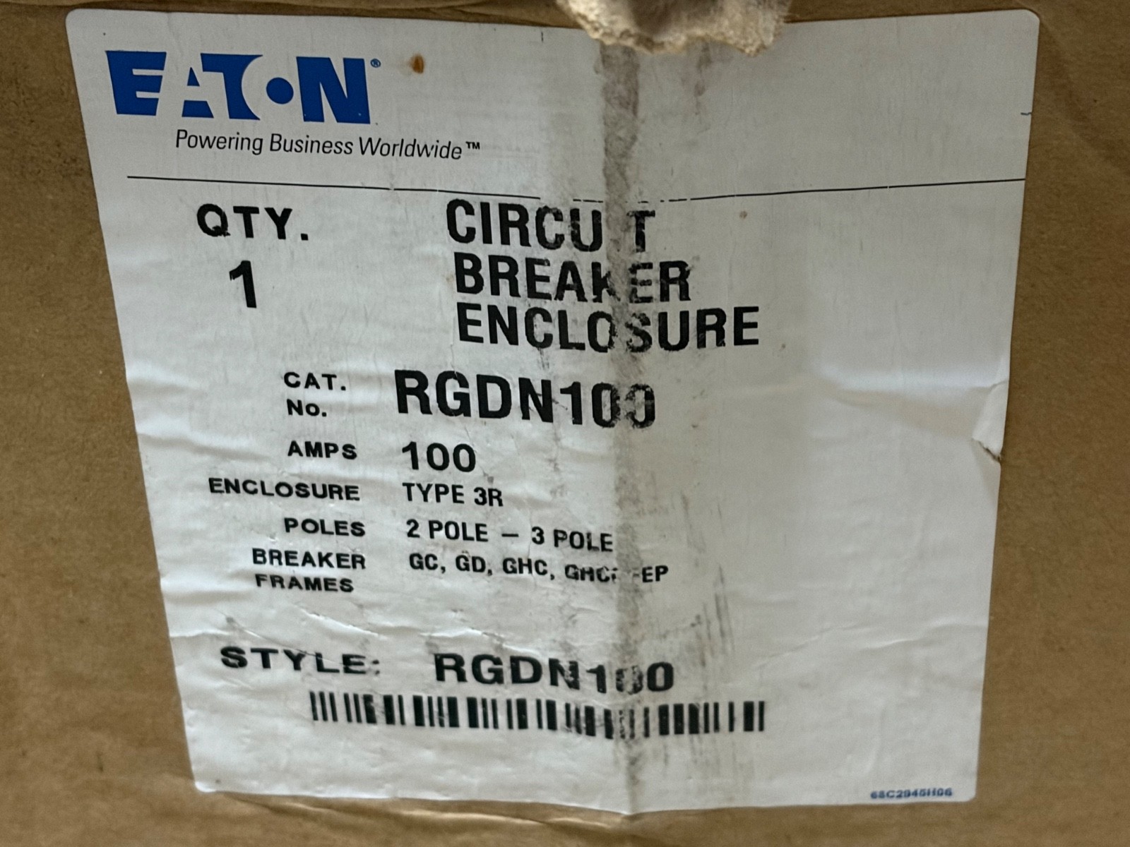 Eaton RGDN100 100-Amp Circuit Breaker Enclosure Type 3R 2-Pole-3-Pole