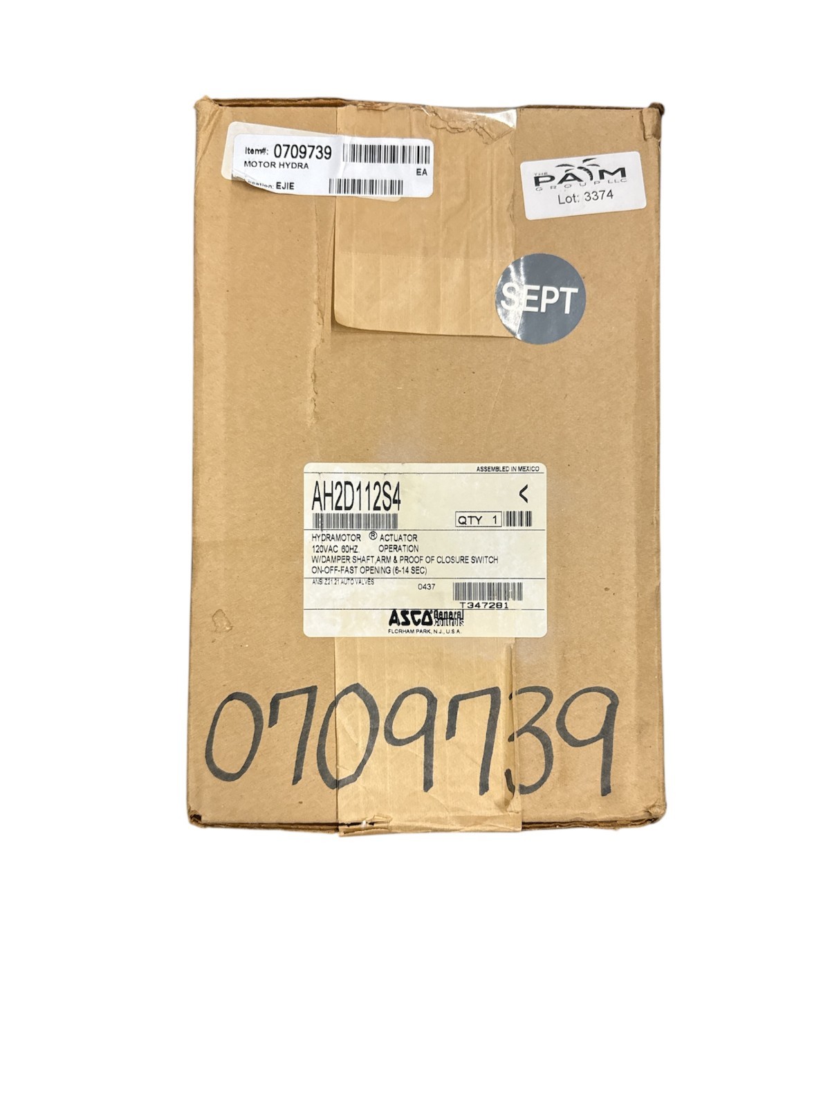ASCO AH2D112S4 120 VOLT PROOF OF CLOSURE ACTUATOR 7/12 SECONDS W/DAMPER ARM