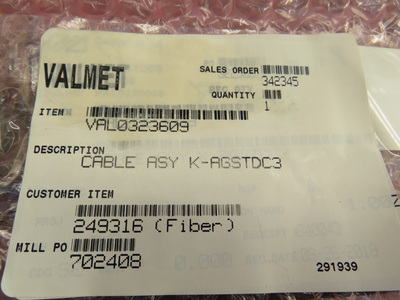 Valmet Dametric VAL0323609 Cable Assy. K-AGSTDC3