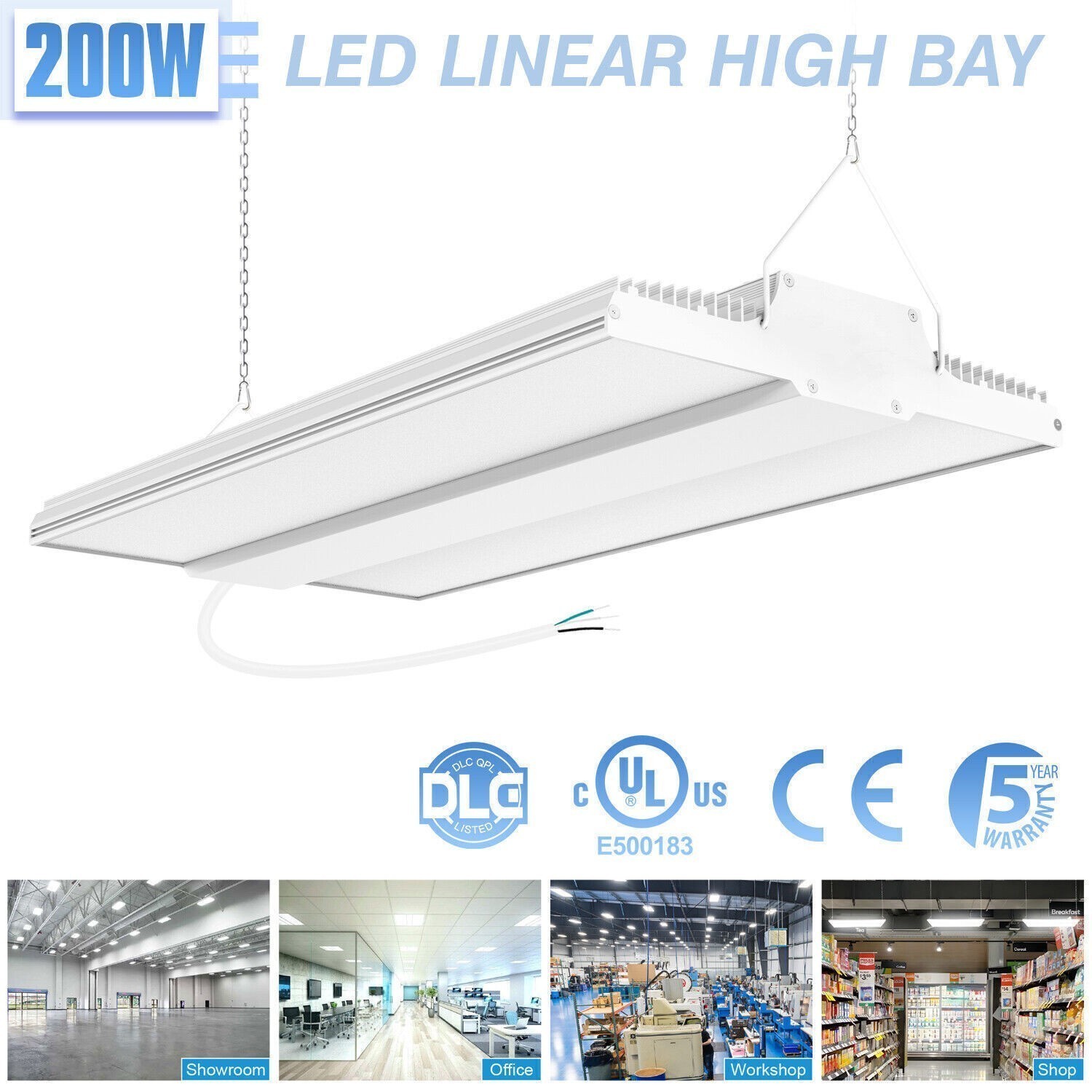 2PACK 240W LED Linear High Bay Light Commercial Warehouse Lamp 4500K/5000K/5700K