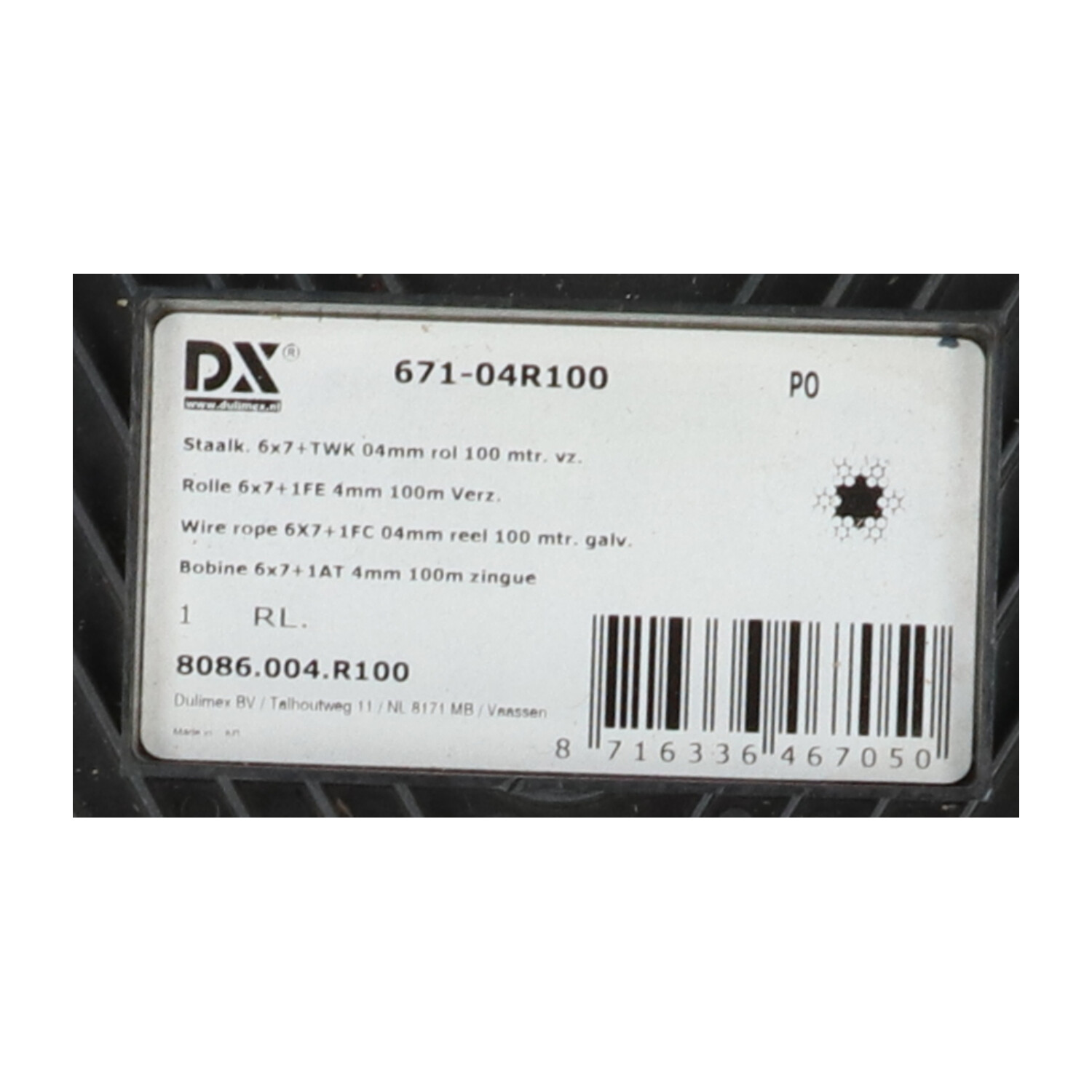 Dulimex 671-04R100 Steel Cables 6×7+1 TWK 4MM New NFP Sealed