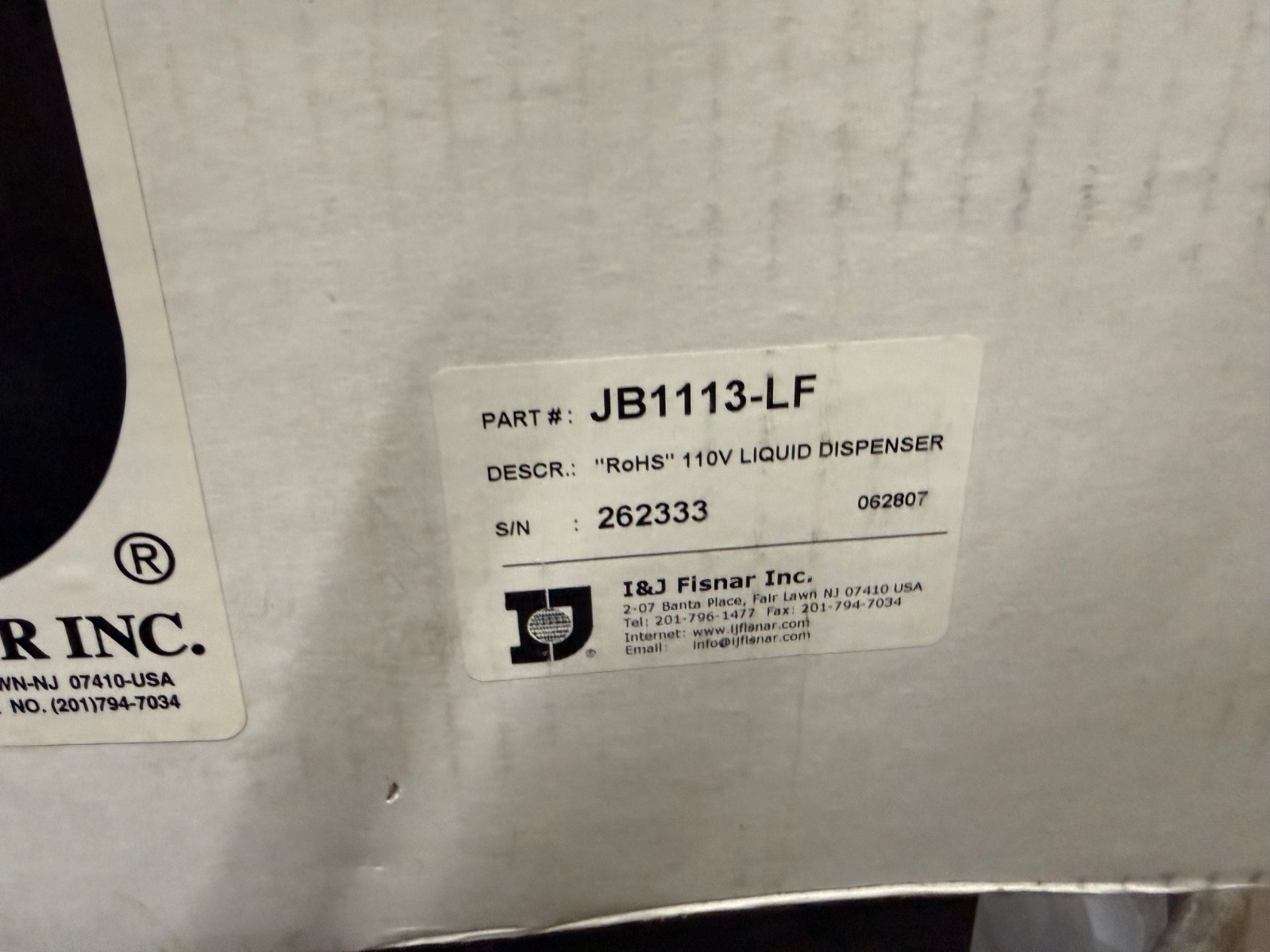 I&J Fisnar Inc JB1113-LF “RoHS” 110V Liquid Dispenser