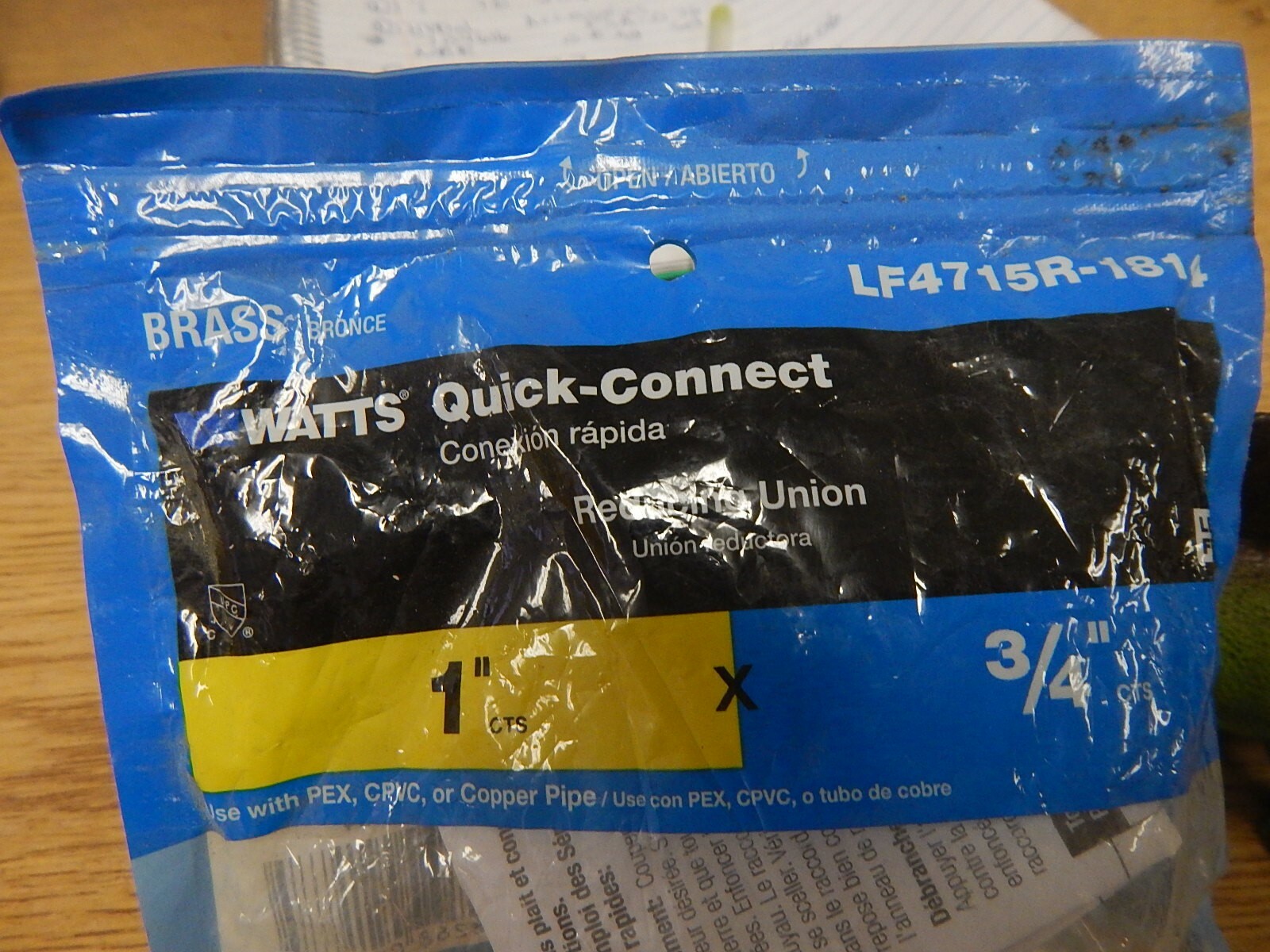 NEW Watts LF4715R-1814 Quick Connect 1″ 3/4″ *FREE SHIPPING*