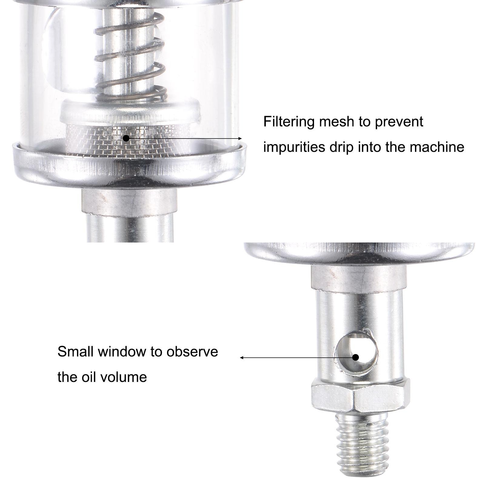 Needle Valve Type Oil Cup M8x1.25 Thread 16ml Sight Gravity Drip Feed Oiler
