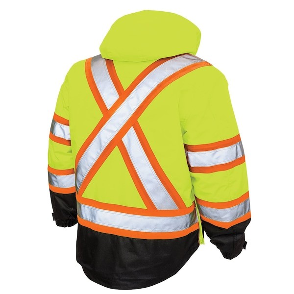 Tough Duck S42641 Men’s Hi-Vis 5-In-1 Safety Jacket, 300D Poly Oxford With Pu