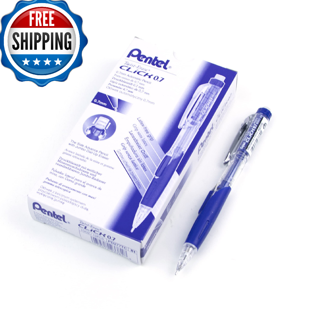 Pentel Twist-Erase Click Mechanical Pencil 0.7mm Assorted Colors 12-Pack