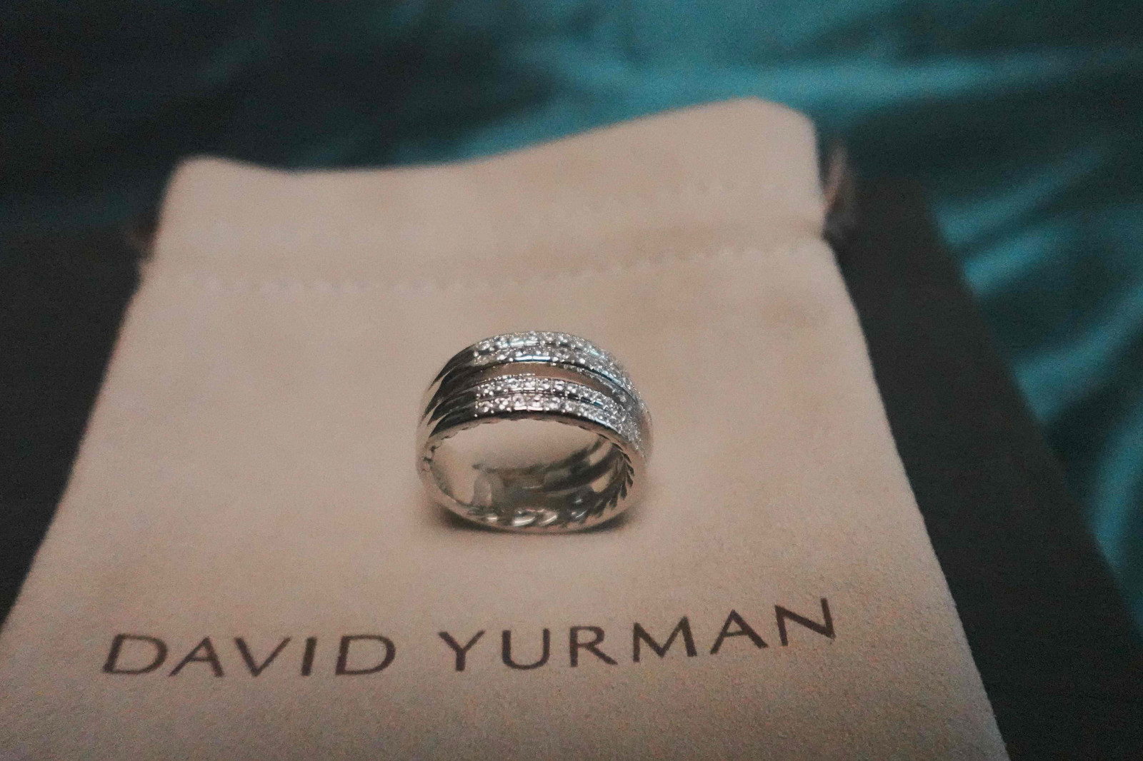 New&DavidYurman.silver Unisex Cross Ring Diamond Gold Ring US 7