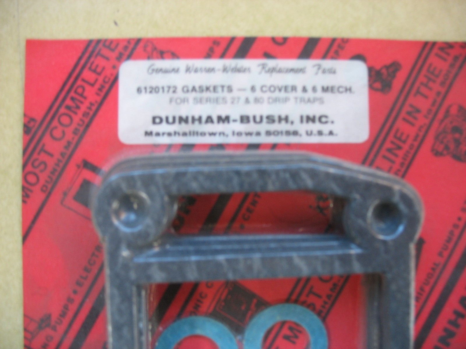 DUNHAM-BUSH 6120172 6 GASKET WASHERS KIT FOR SERIES 80 27 DRIP TRAP