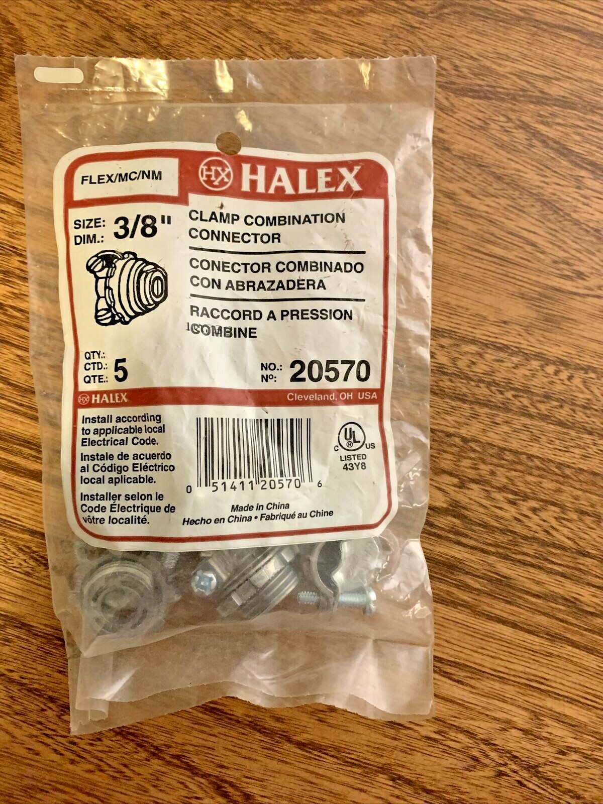 NEW Halex 20570 3/8″ Clamp Connectors, Package of 5 *FREE SHIPPING*