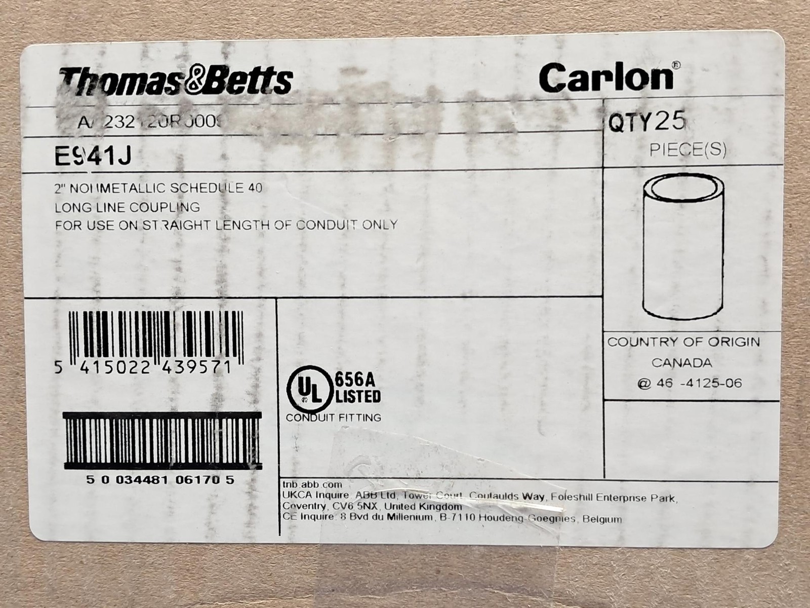 Lot of 25 Carlon E941J 2″ Non-Metallic PVC Schedule 40 Conduit Coupling
