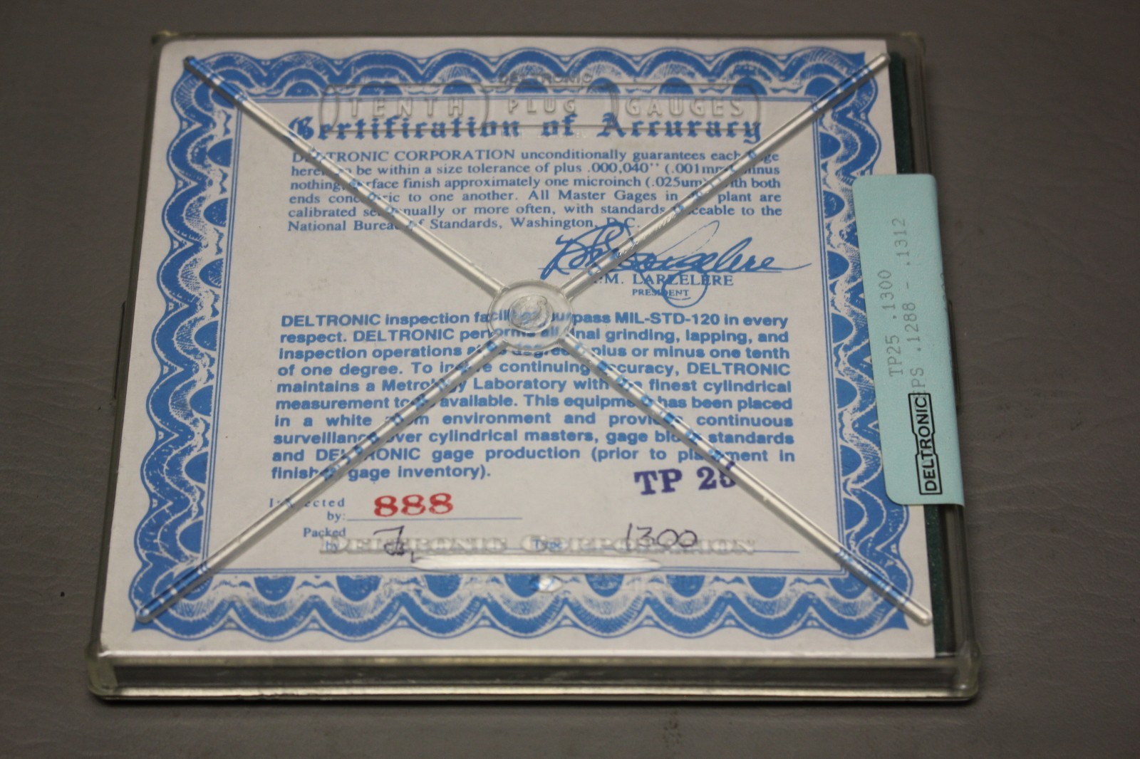 NEW OLD STOCK DELTRONIC PIN GAGE SET TP25 .1300 .1288-.1312