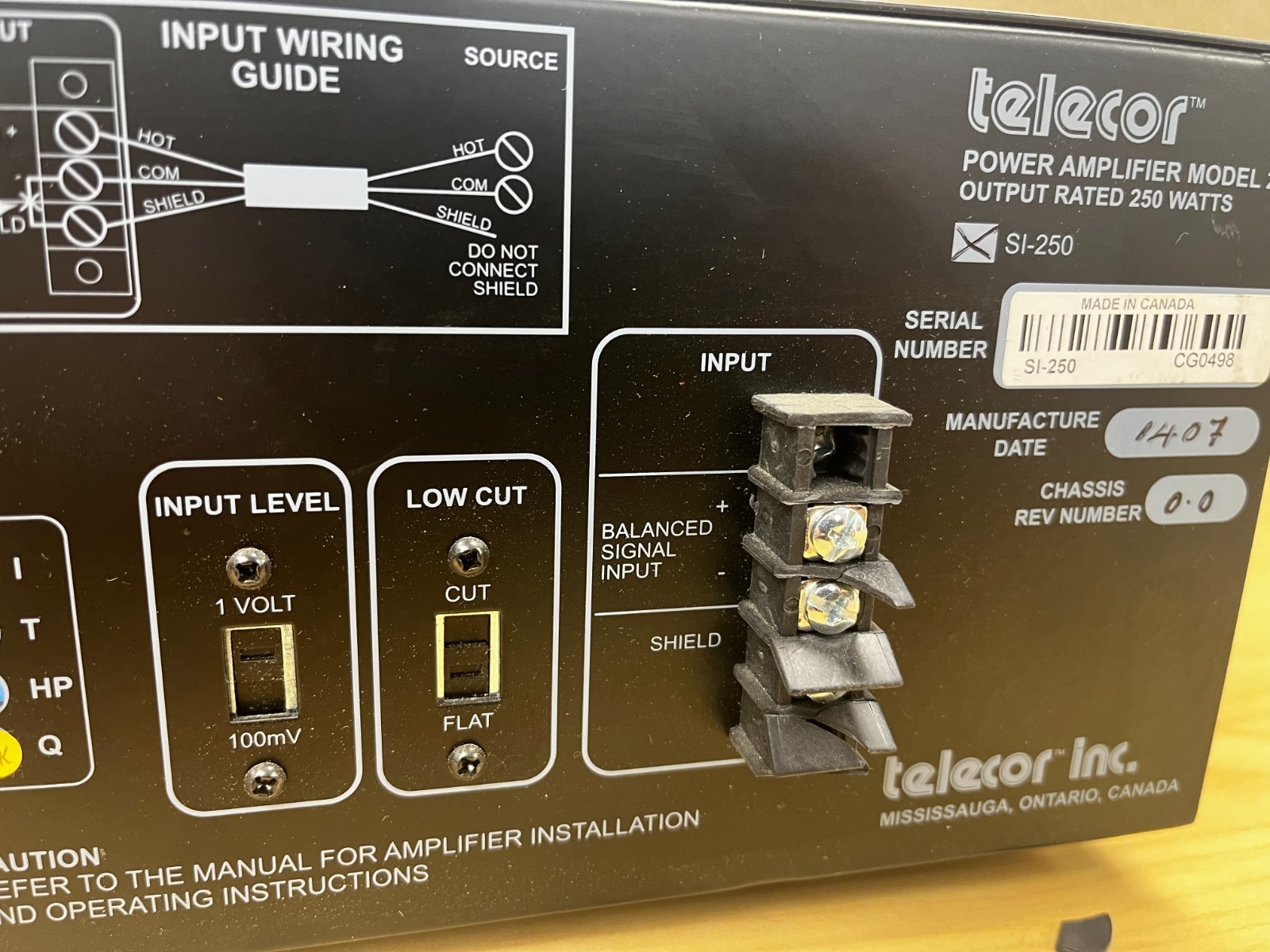 Telecor SI-250 Power Amplifier, 250W RMS, High Efficiency, used