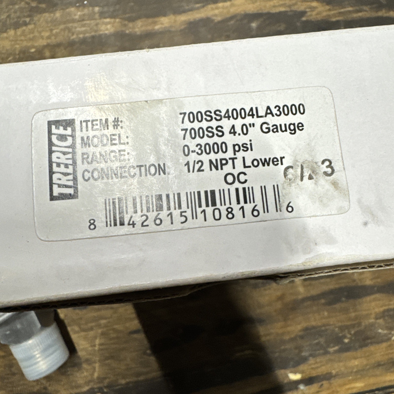 Trerice 700SS4004LA3000 Industrial Pressure Gauge 0-3000psi 4.0 1/2 NPT Lower OC