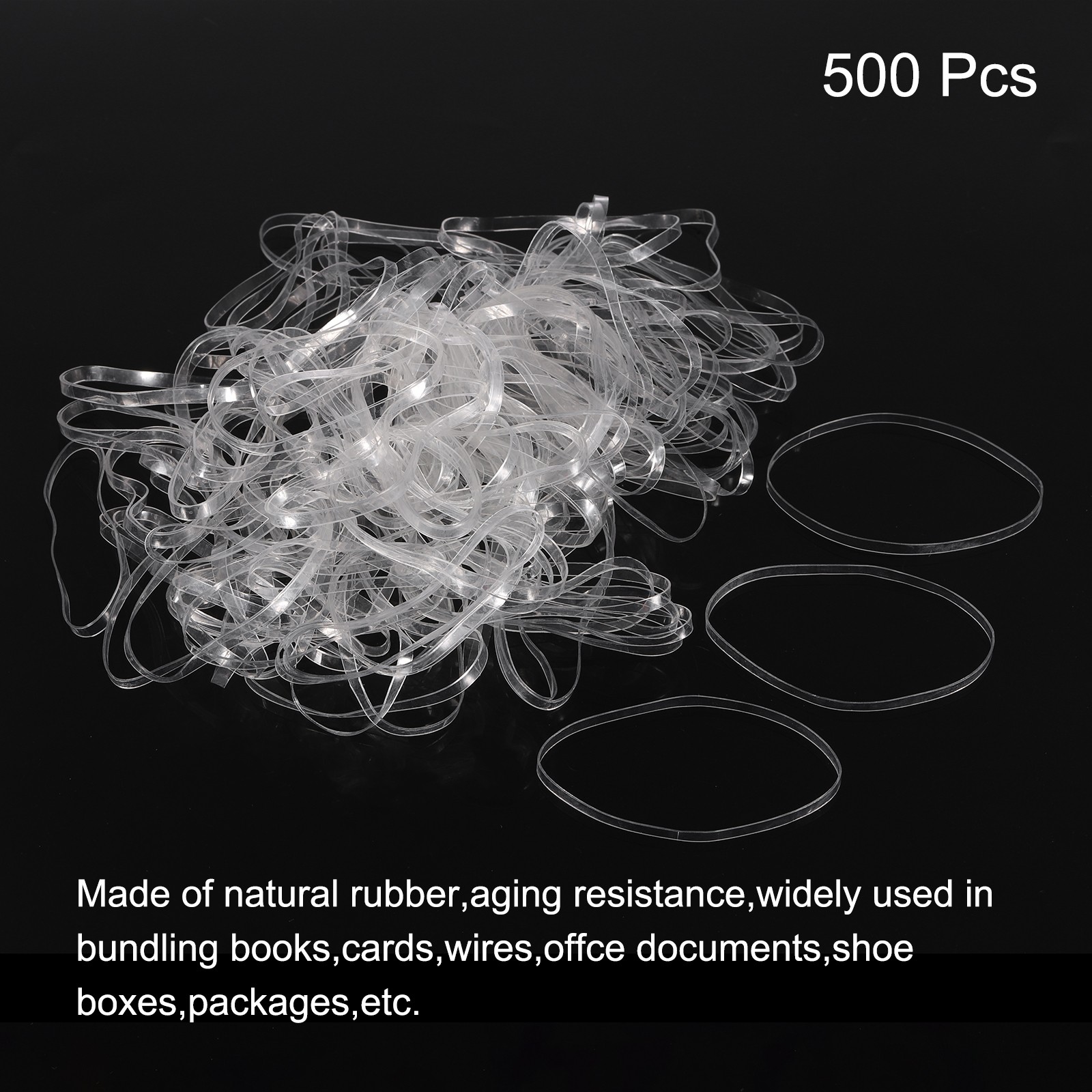 500Pcs Rubber Band Stretchable Elastic Band Clear 38mm x 3mm Hair Rubber Bands
