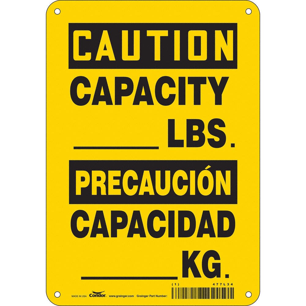 CONDOR Safety Sign,10 in x 7 in,Vinyl 477L34