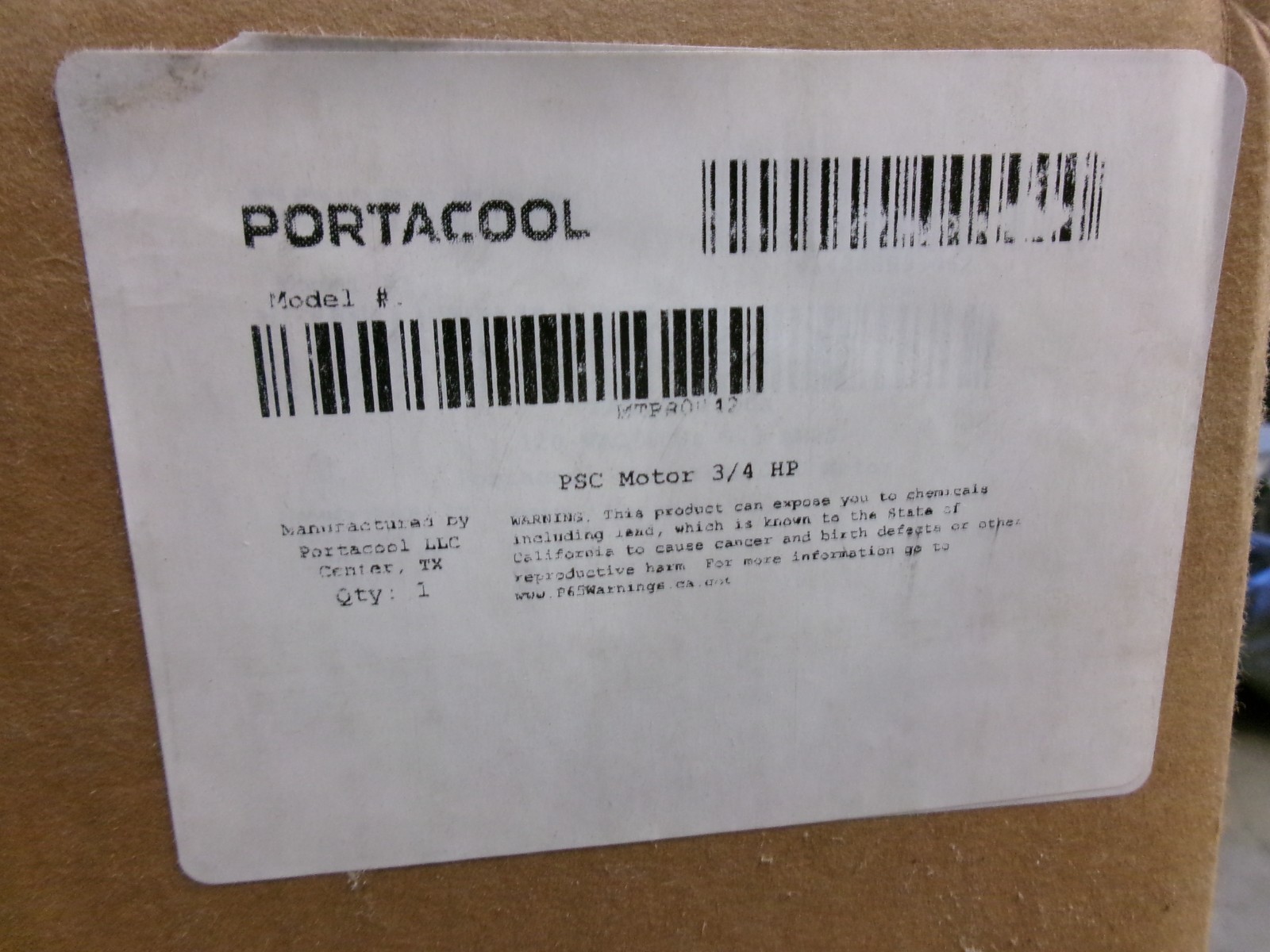 NIB Portacool Evaporative Cooler Motor 120V 60Hz 8.2A 810RPM MTRR0010