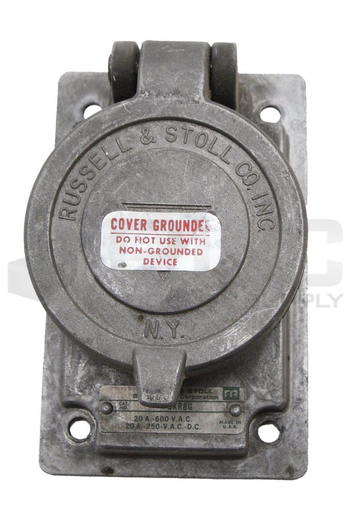 RUSSELL & STOLL SKR8G MULTI PIN RECEPTACLE 20A 600VAC 250V AC/DC CASE ONLY