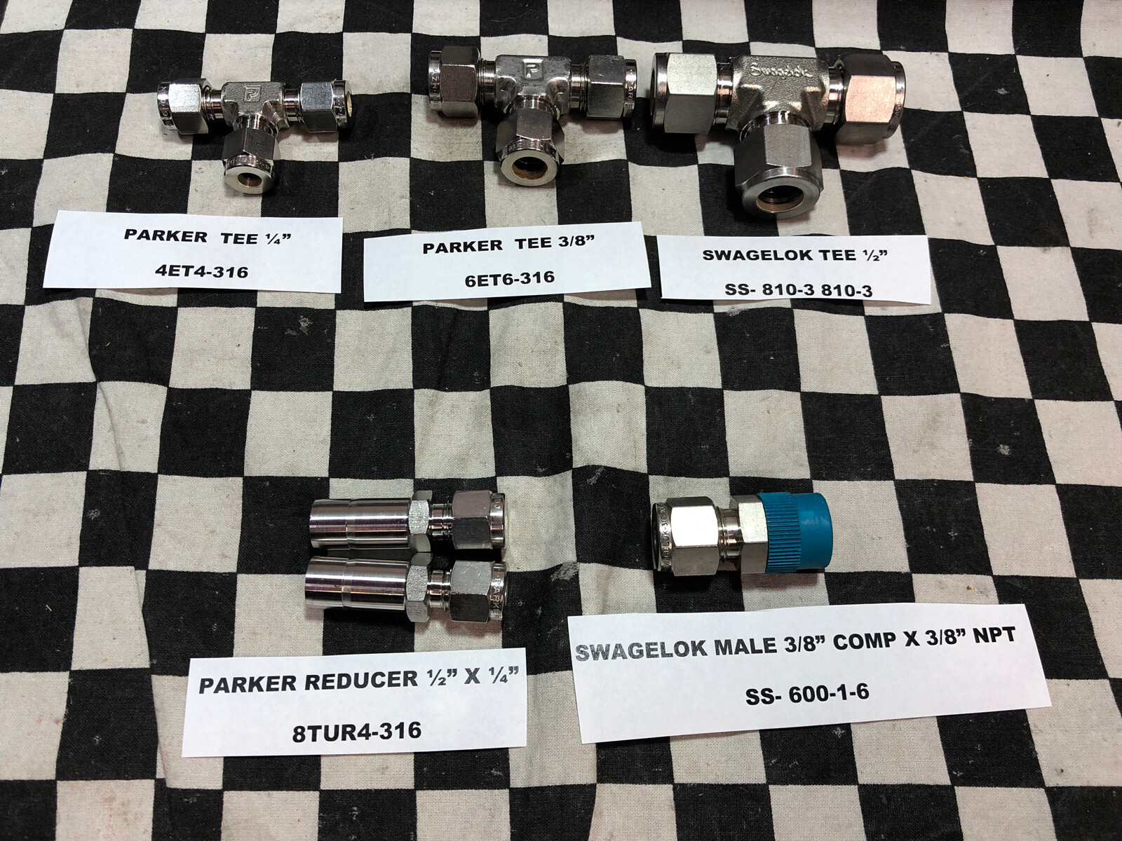 PARKER/SWAGELOK TEE 4ET4-316, 6ET6-316, 8TUR4-316, SS- 810-3, SS- 600-1-6#1543P8