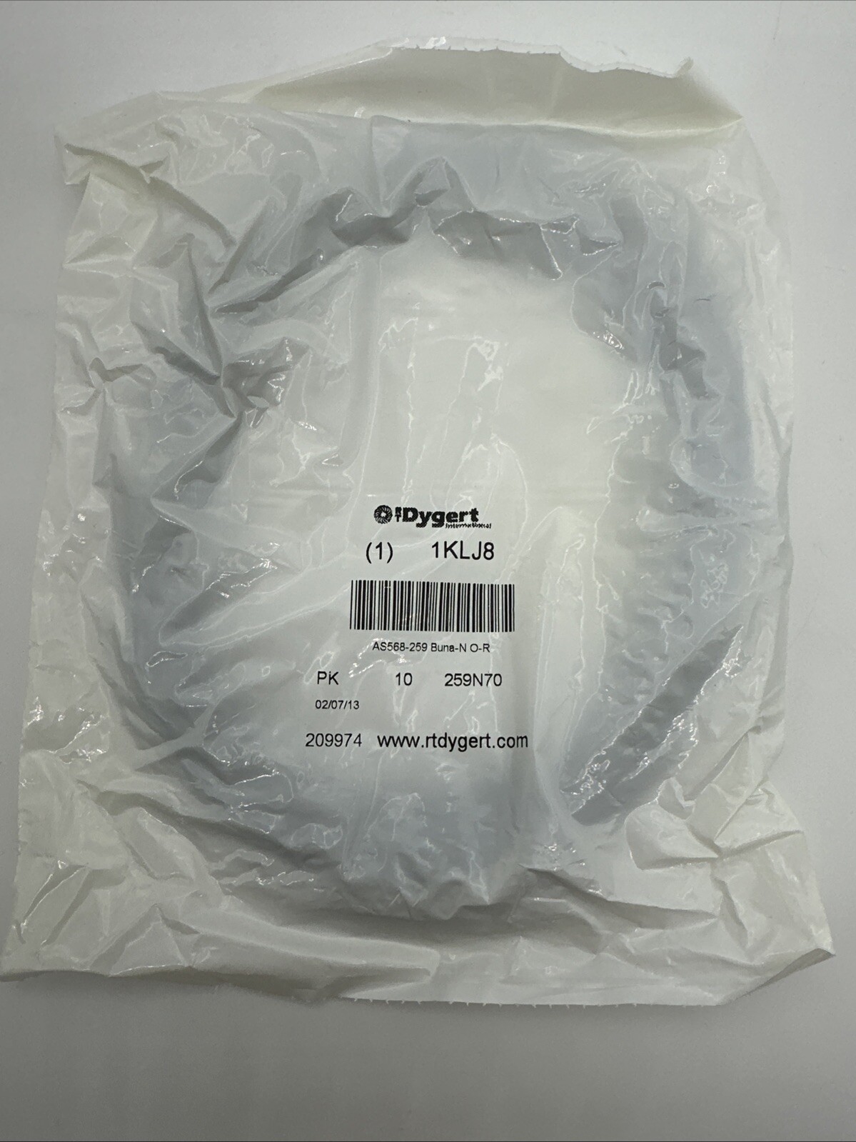 RT Dygert 1KLJ8 6.5″x1/8″ 259N70 6.5″x1/8″ O Rings, 10 pack, new (SS)