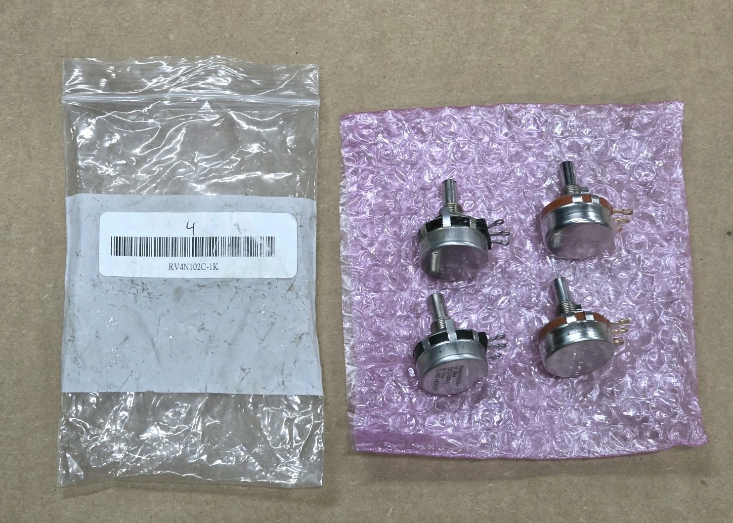 (4) RV4NAYSD102A Single Turn Linear Potentiometer 1000 Ohms 2W 1k