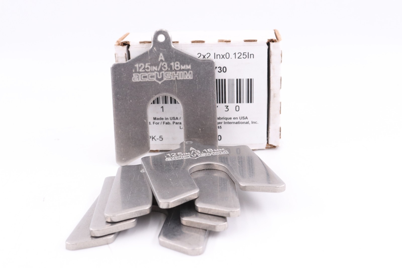QTY. 5 ACCUSHIM 36D730 2″ X 2″ X .125″ SLOTTED SHIM