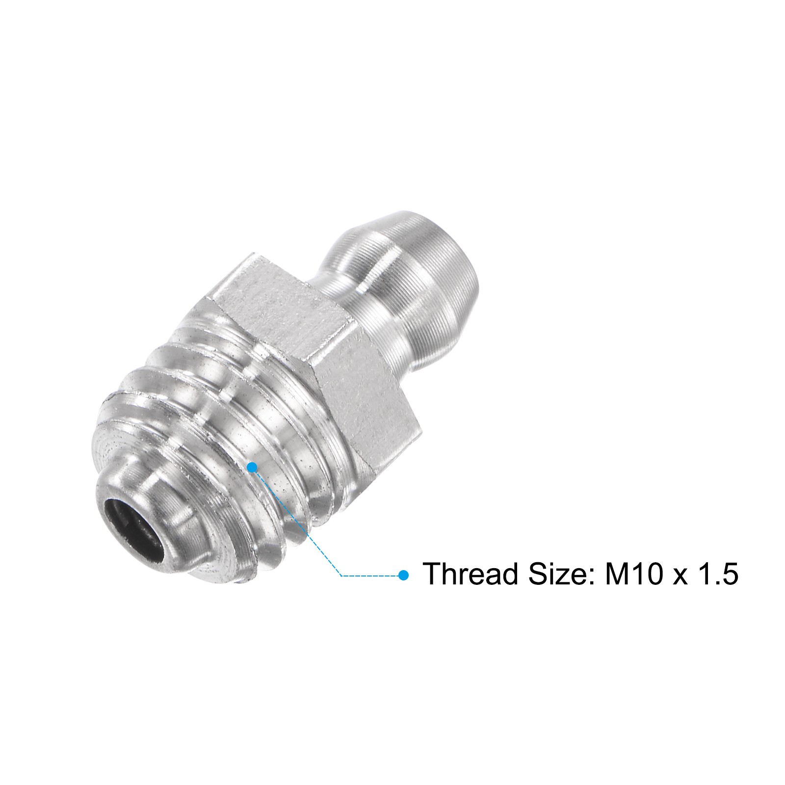 6 Set Metric Stainless Steel Straight Hydraulic Grease Fitting M10x1.5mm Thread