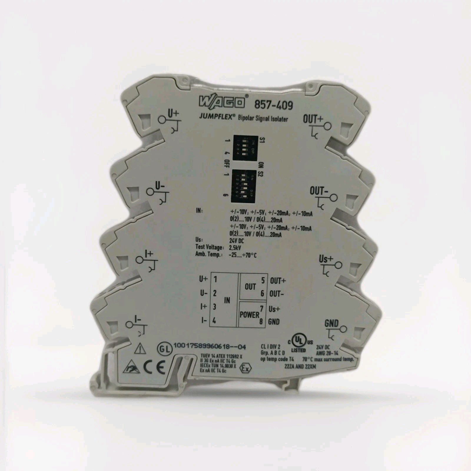 Wago 857-409 Jumplflex Bipolar Signal Isolator 24 VDC New Without Box