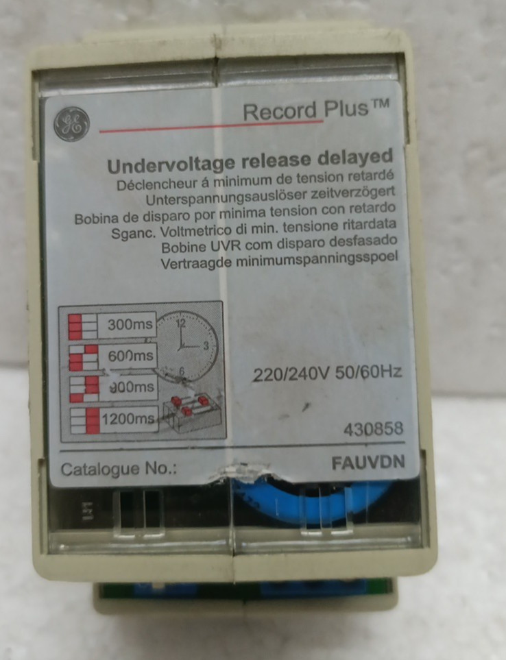 GE Record Plus FAUVDN Undervoltage Release Delayed 220/240V 50/60Hz 430858