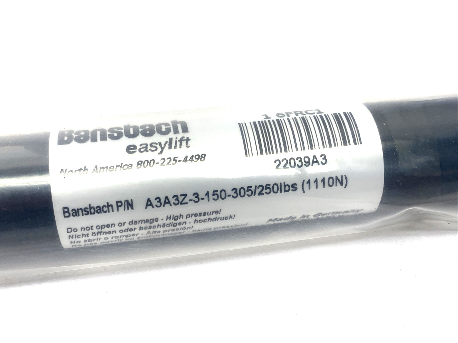 Bansbach A3A3Z-3-150-305/250lbs Gas Spring, 5-29/32″ Stroke, M8 Elbows 22039A3