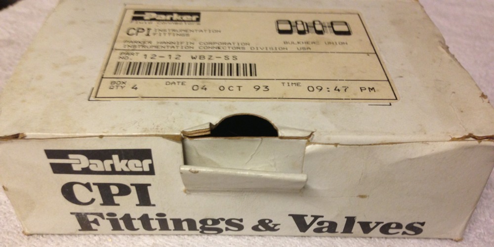 PARKER Bulkhead Union 3/4″, 12-12WBZ-SS, 12-12 WBZ-SS, 1212WBZSS, shipsameday#S2