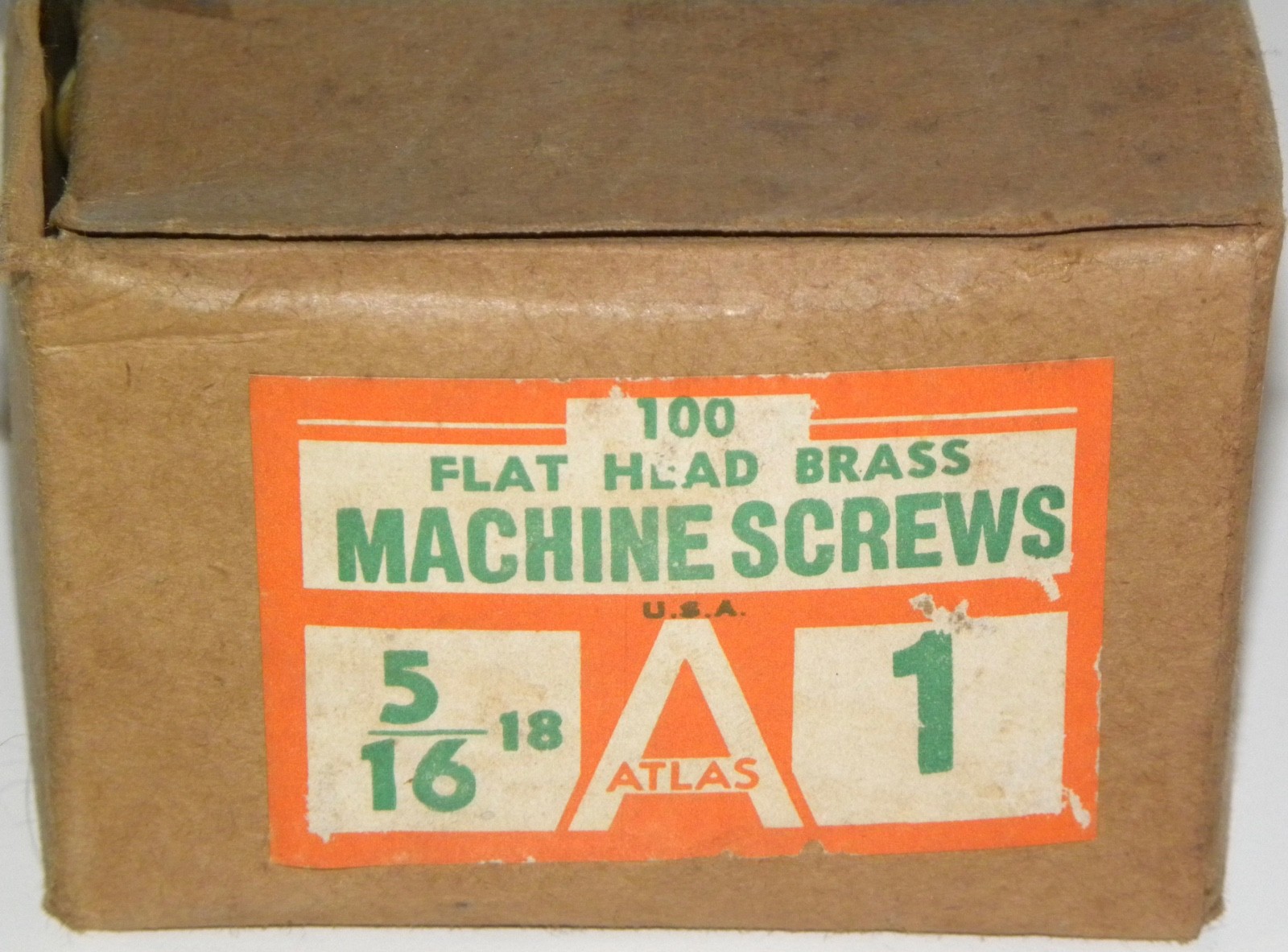 ATLAS 5/16″-18 x 1″ Slotted Drive Flat Head Brass Machine Screws ~ Box 100 +/-