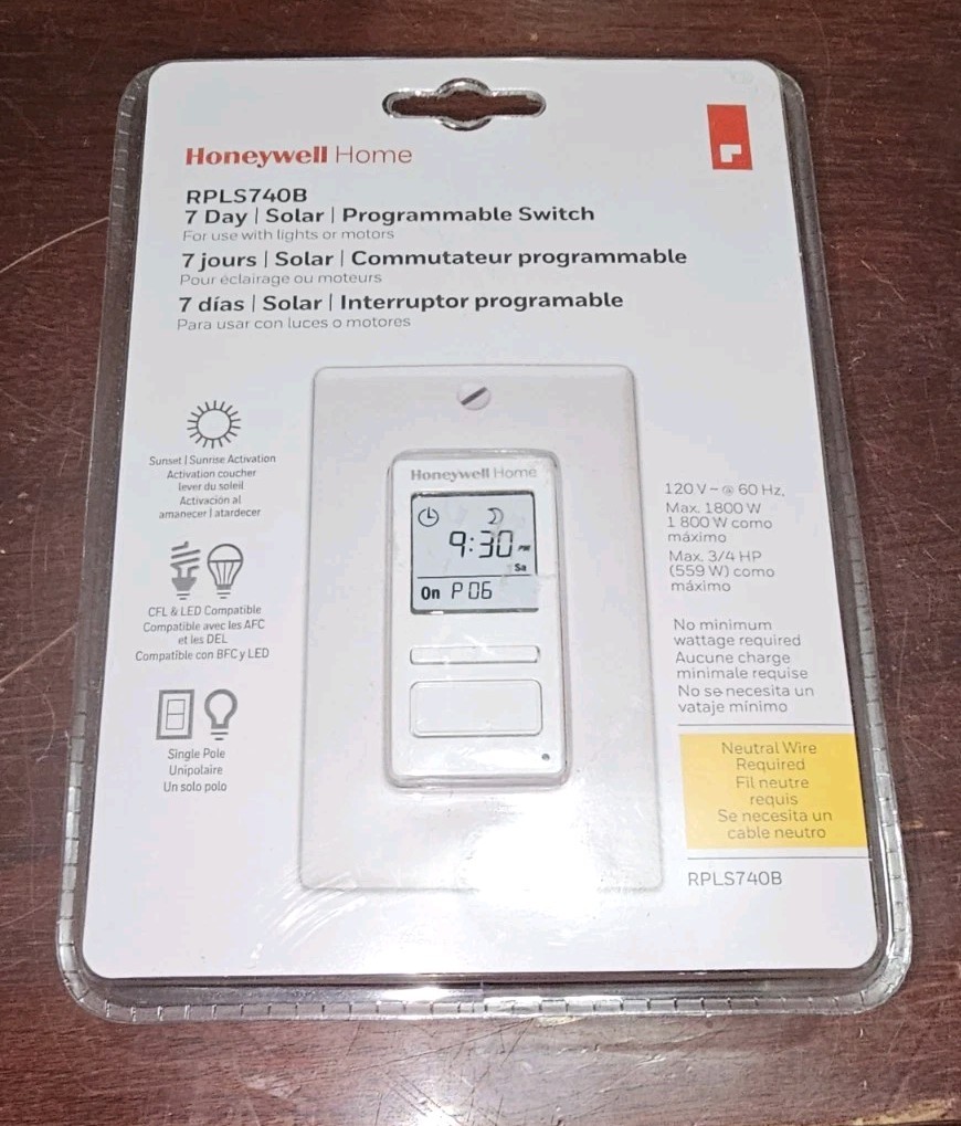 Honeywell 120-Volt 7-Day Programmable In/Out Motor & Light Switch Timer RPLS740B
