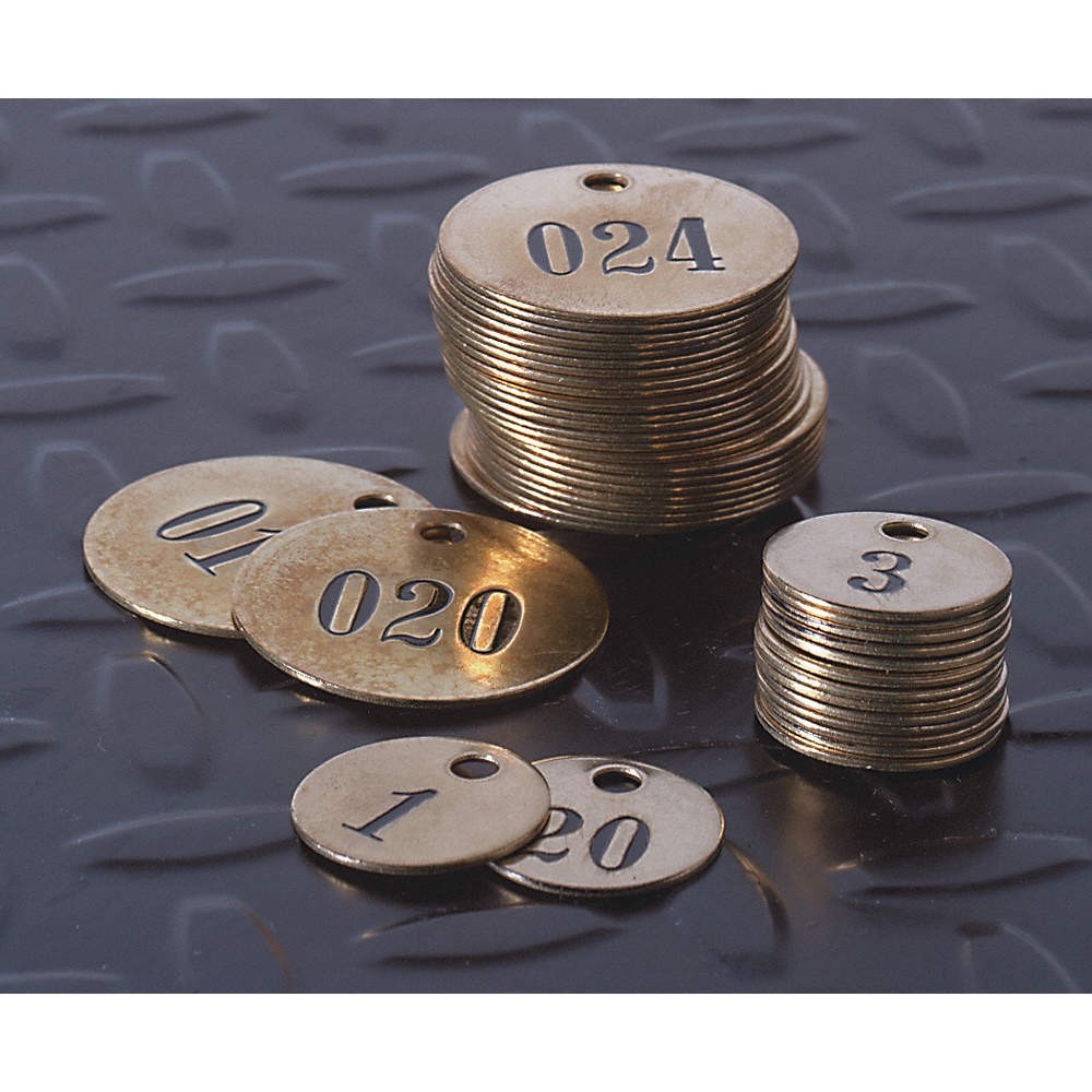 C.H. HANSON 40005 Numbered Tag,Brass,1in H,1in W,Brwn,PK25 3XCR6